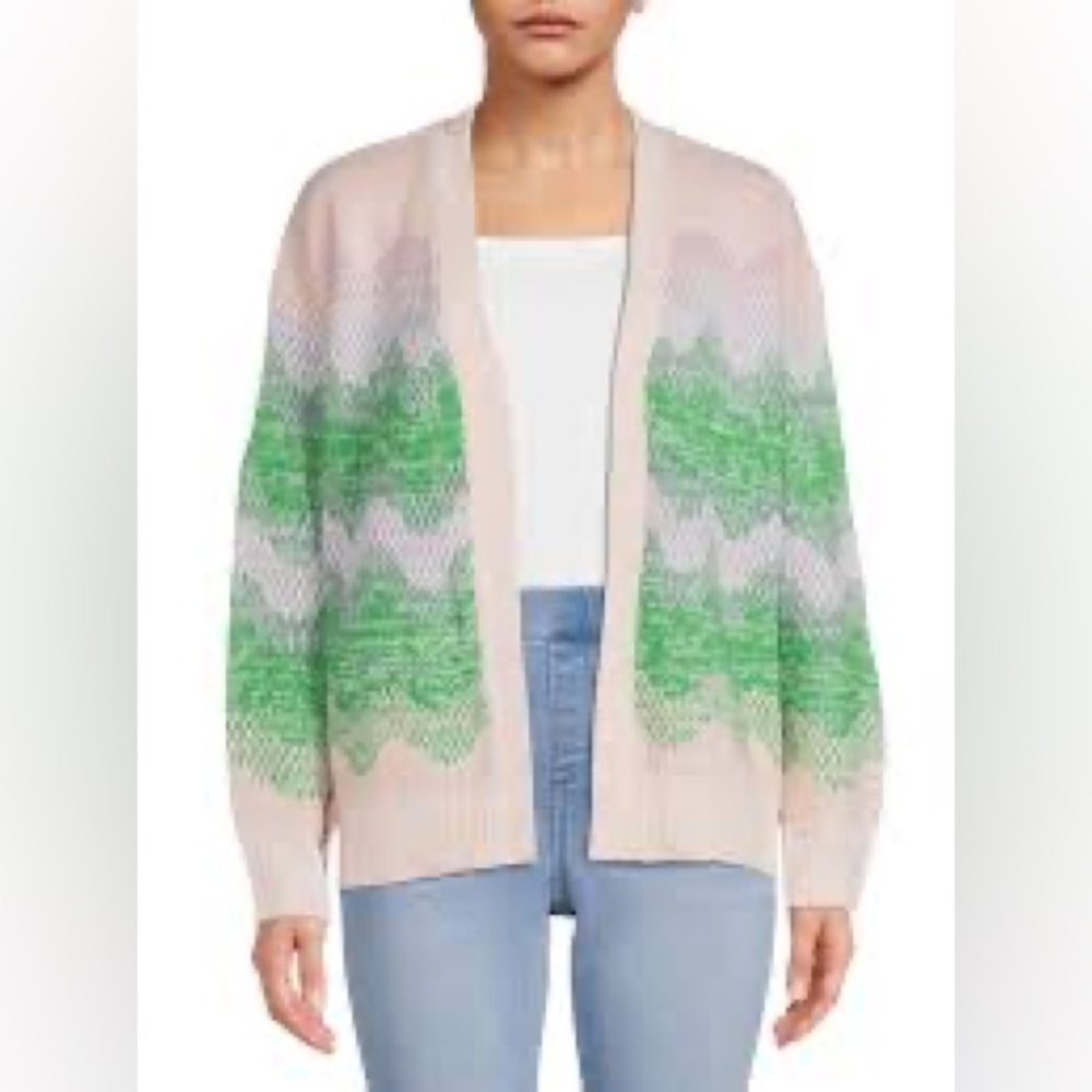Pink and Green Chevron Cardigan